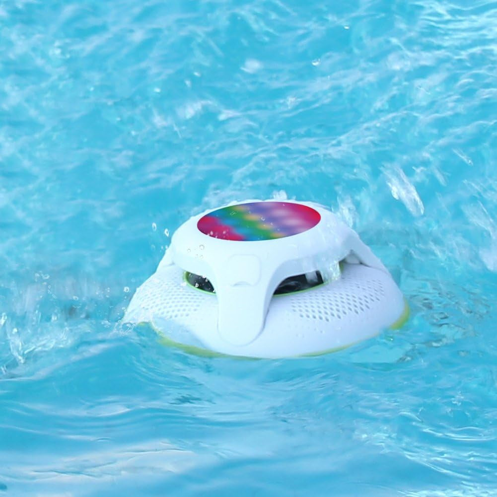 Pool Floating IPX7 Waterproof Bluetooth Speaker, Portable Wireless Shower Speakers with Deep Bass and Colorful LED Light for Outdoor Swimming Pool Hot Tub Home Party (Green)