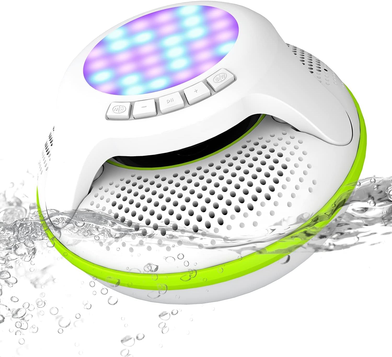 Pool Floating IPX7 Waterproof Bluetooth Speaker, Portable Wireless Shower Speakers with Deep Bass and Colorful LED Light for Outdoor Swimming Pool Hot Tub Home Party (Green)