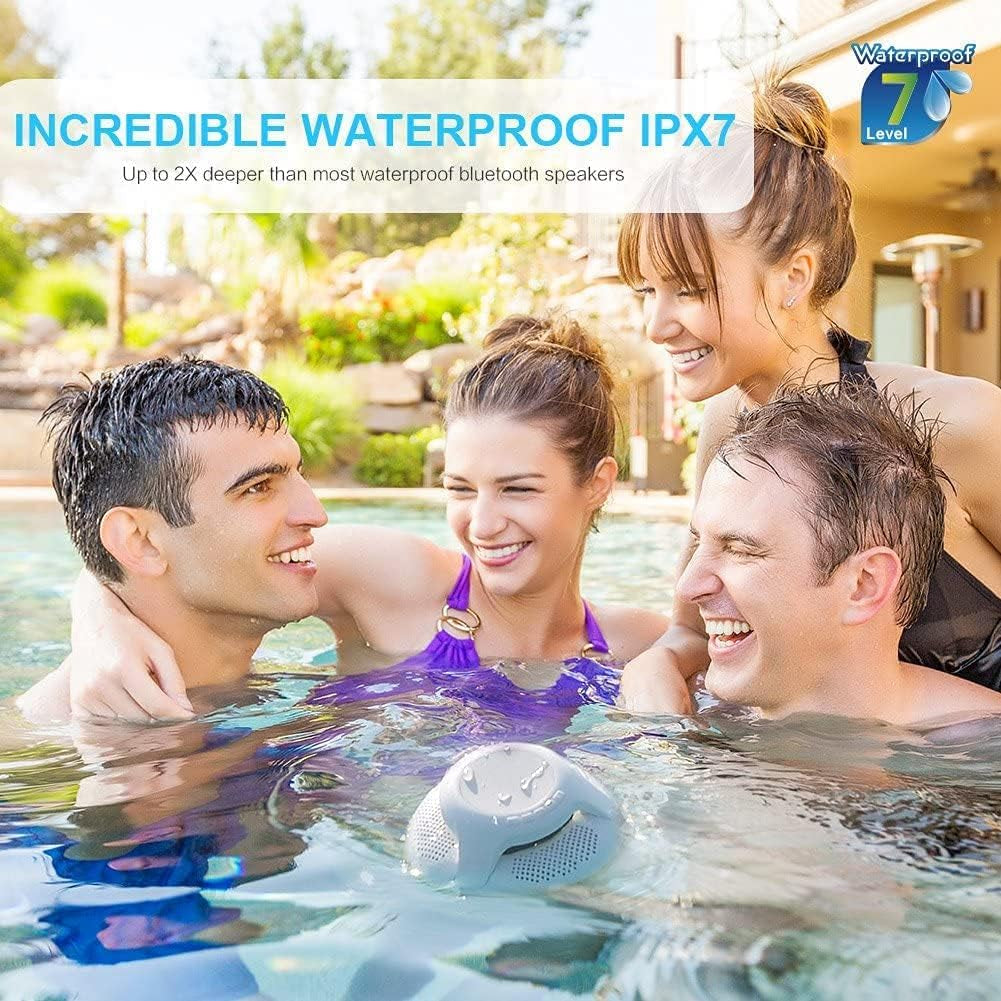 Pool Floating IPX7 Waterproof Bluetooth Speaker, Portable Wireless Shower Speakers with Deep Bass and Colorful LED Light for Outdoor Swimming Pool Hot Tub Home Party (Green)